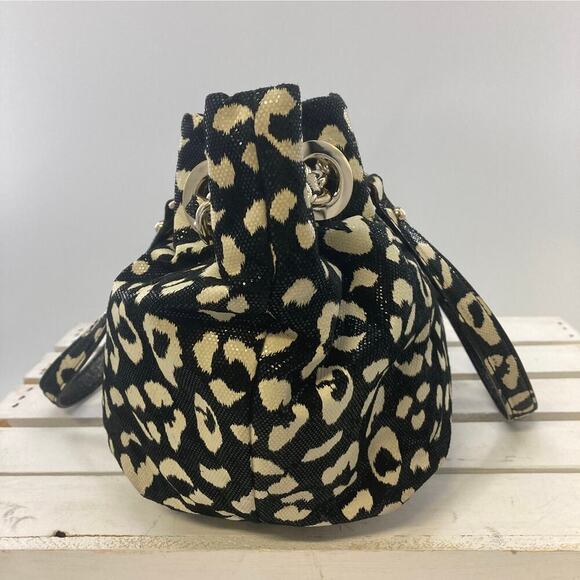 KATE SPADE BLACK AND CREAM ANIMAL PRINT SHOULDER BAG - Picture 3 of 11